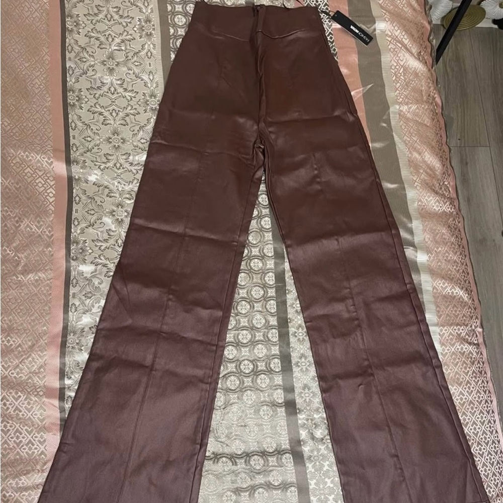 Brown Faux Leather Pants